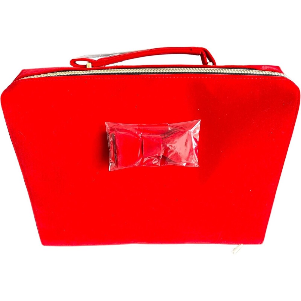 NEW Estee Lauder Red Velvet Bow Cosmetic Makeup Bag Train Travel Case Only 2020